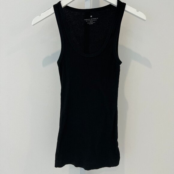 BANANA REPUBLIC BLACK COTTON SCOOP NECK TANK TOP SIZE XS - Picture 4 of 17